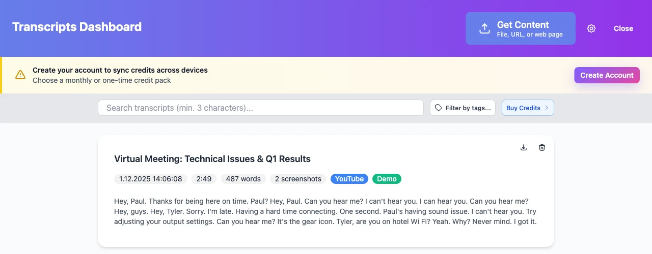 Conversation archive with search and tags